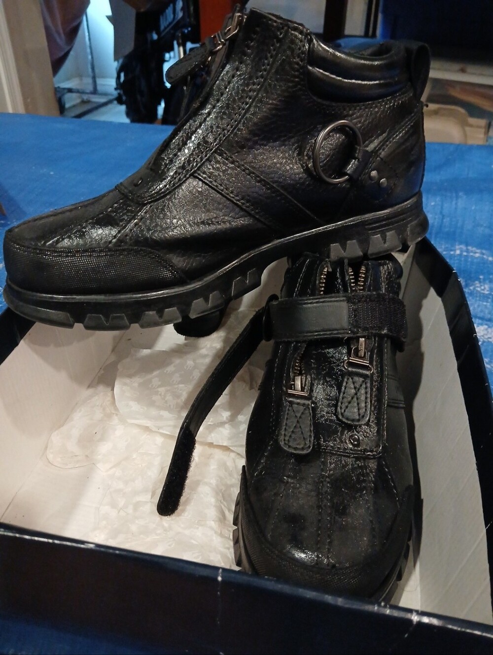 Polo by Ralph Lauren Black Leather Lace-Up Ankle Boot